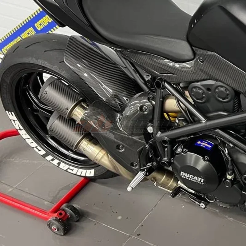 Exhaust Pipe Heat Shield Cover Guard Fairing For Ducati Streetfighter Full Carbon Fiber 100% Protection