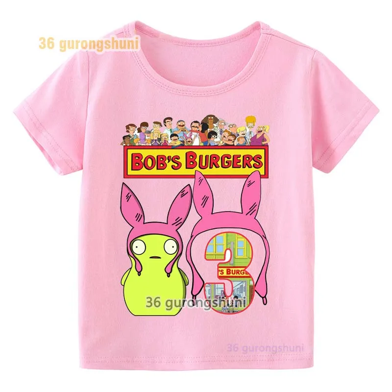 Funny T Shirt For Girls Clothes Short Sleeve bobs burgers Children pink Tshirt Gift Girl clothing Graphic T Shirts Kids t-shirts