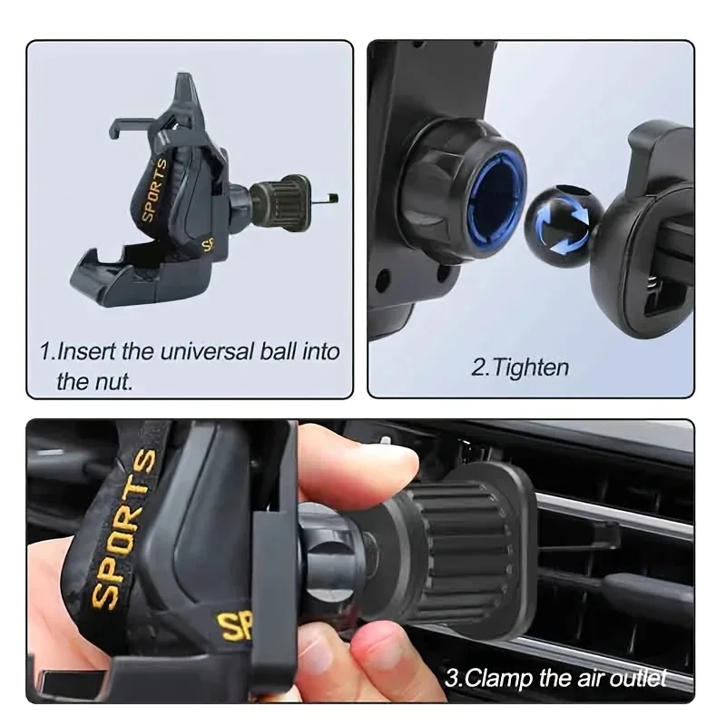 A Car Racing Seat-Shaped Phone Holder Designed for Car Air Vents, Featuring a Metal Clip And Compatible with All Smartphones view 4