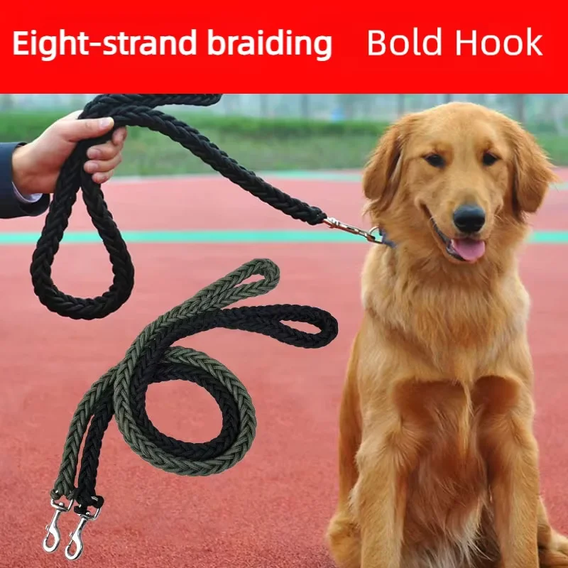 Large Dog Leash Nylon Braided Traction Rope Pet Walking Thick Hand Rope For Bulldog Rottweiler Hound Dogs Accessories