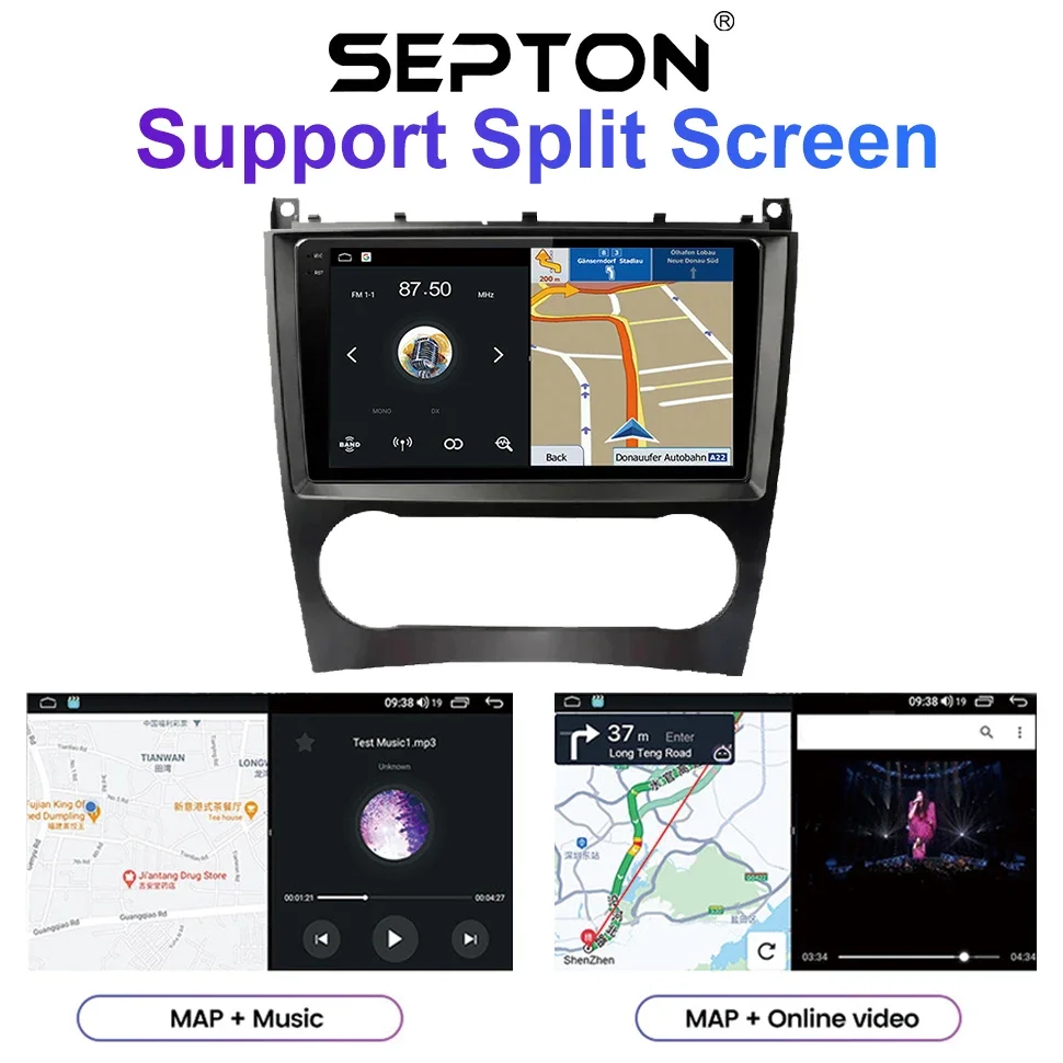 SEPTON Android Car Radio Multimedia Video Player for Mercedes Benz C Class W203 C200 C230 C240 C320 C350 2005-2009 GPS CarPlay