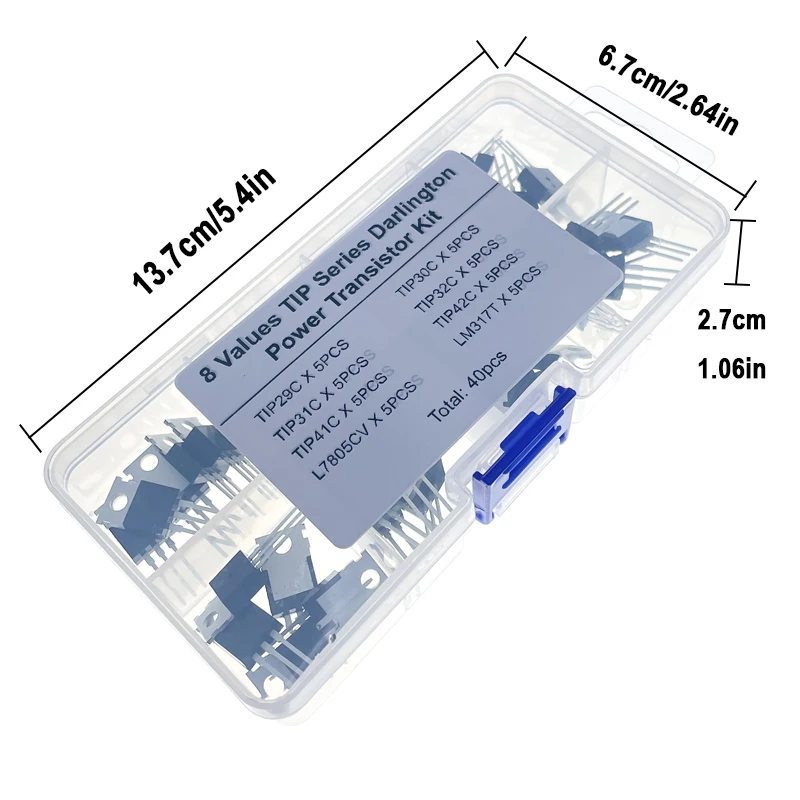 40PCS/set TIP Series Transistor & IC Regulator Assortment with Datasheet TO-220 Package 5V-37V 1A-3A for DIY Electronics