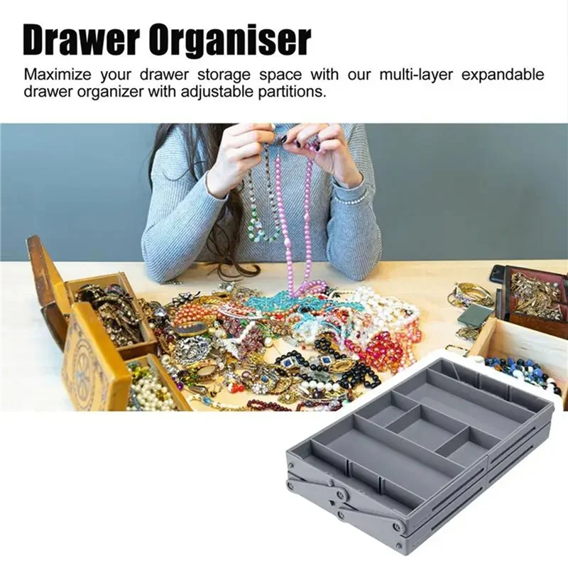 

EYFL-2Pcs 2 Tier Jewelry Display Stackable Exquisite Jewellery Holder Portable Ring Earrings Necklace Organizer Storage Box C