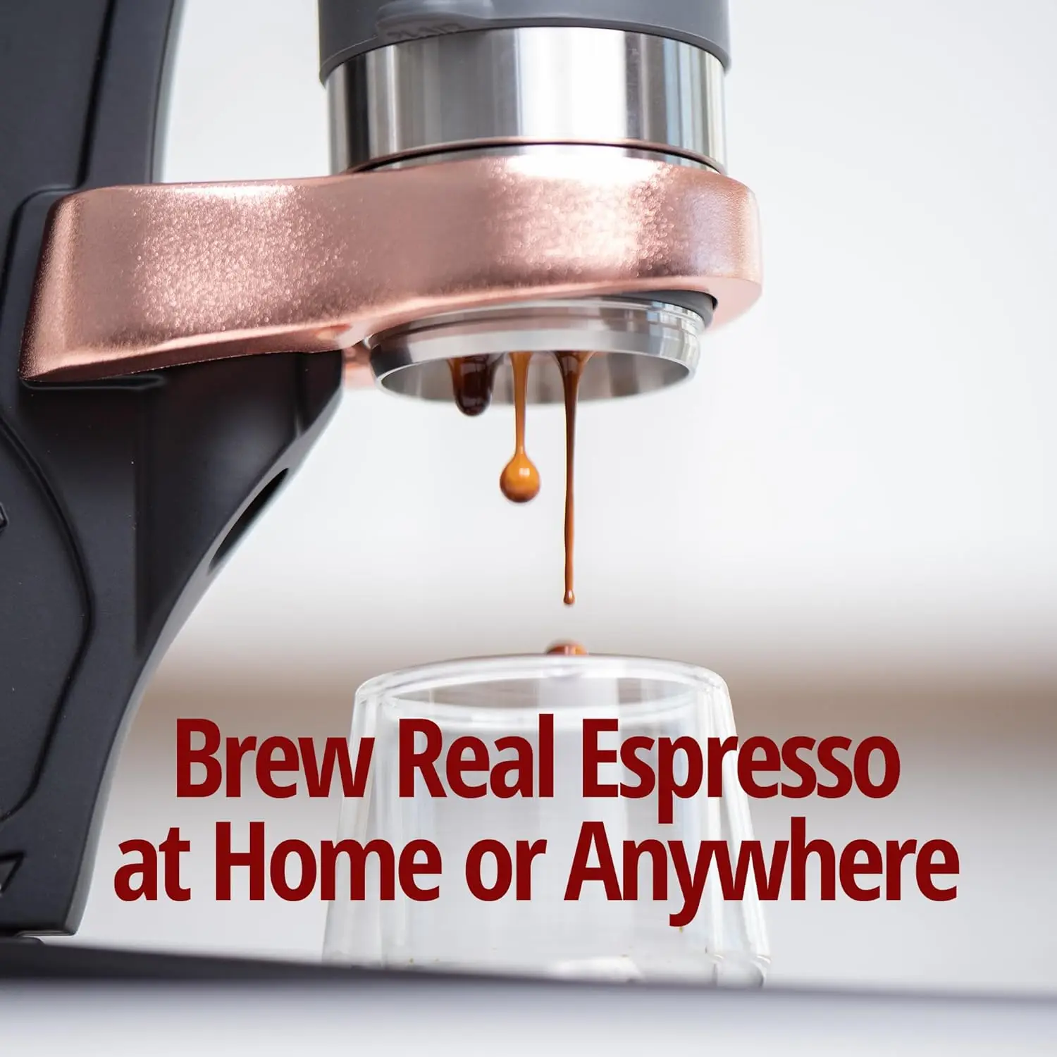 UPDATED PRO 3 (Black) - All manual lever espresso maker with a stainless steel brew head, pressure gauge, and a shot mirro