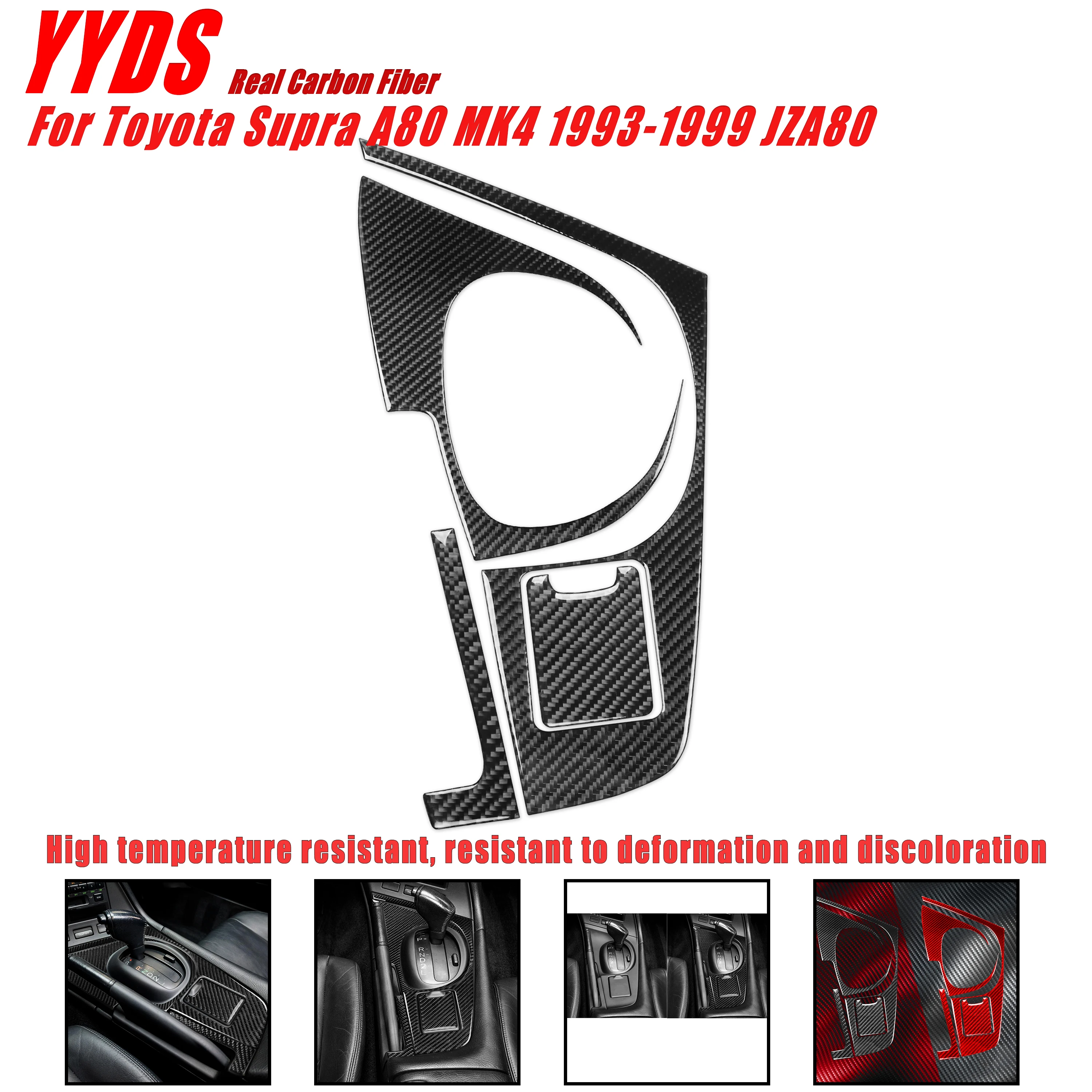 For Toyota Supra A80 MK4 1993-2002 JZA80 Real Soft Carbon Fiber Car Interior Center Console Gear Shift Panel Cover Trim Set 4Pcs
