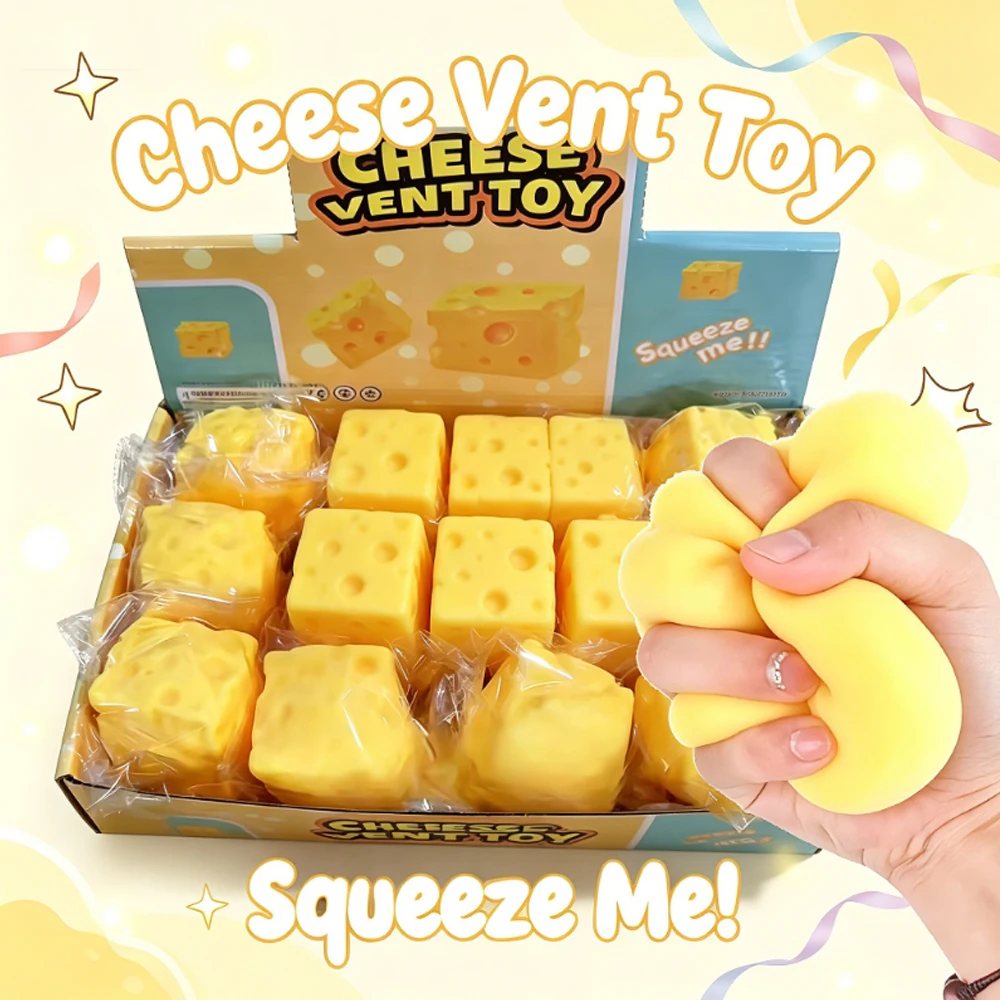 Fidget Cube Original - 1/3/5個入り 5cm チーズスクイーズトイ フィジェットストレス解消 スクイーズキューブトイ、ゆっくり戻る、減圧おもちゃ 子供