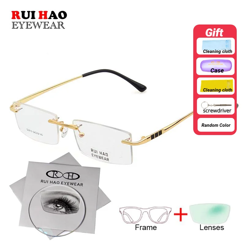 

Rimless Frame Customize Prescription Glasses Full Myopia Hyperopia Resin Lenses Fashion Eyeglasses Clear Resin Lenses 2619