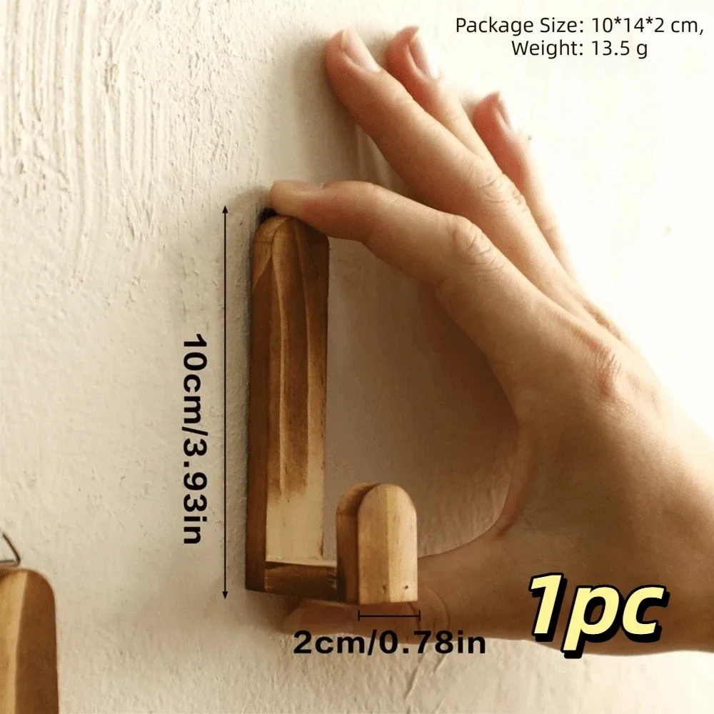 Solid Wood Wall Door Back Shelf Bohemian Style Creative Design Wall Hook Simple Style Rustic Wooden Hanging Decorations