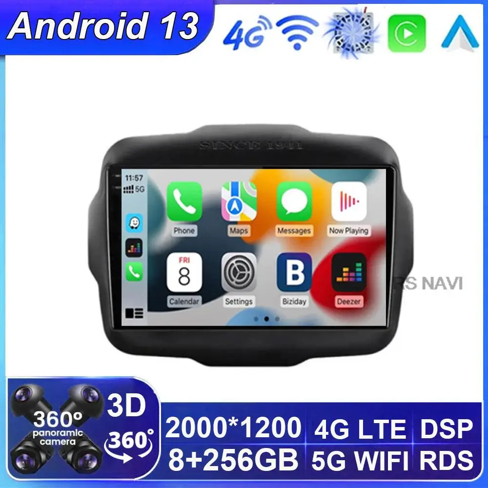 

android 13 For Jeep Renegade Car Radio Video Multimedia Player WIFI 2din Navigation gps car radio 2016 2017 2018 2019 2020 2 din