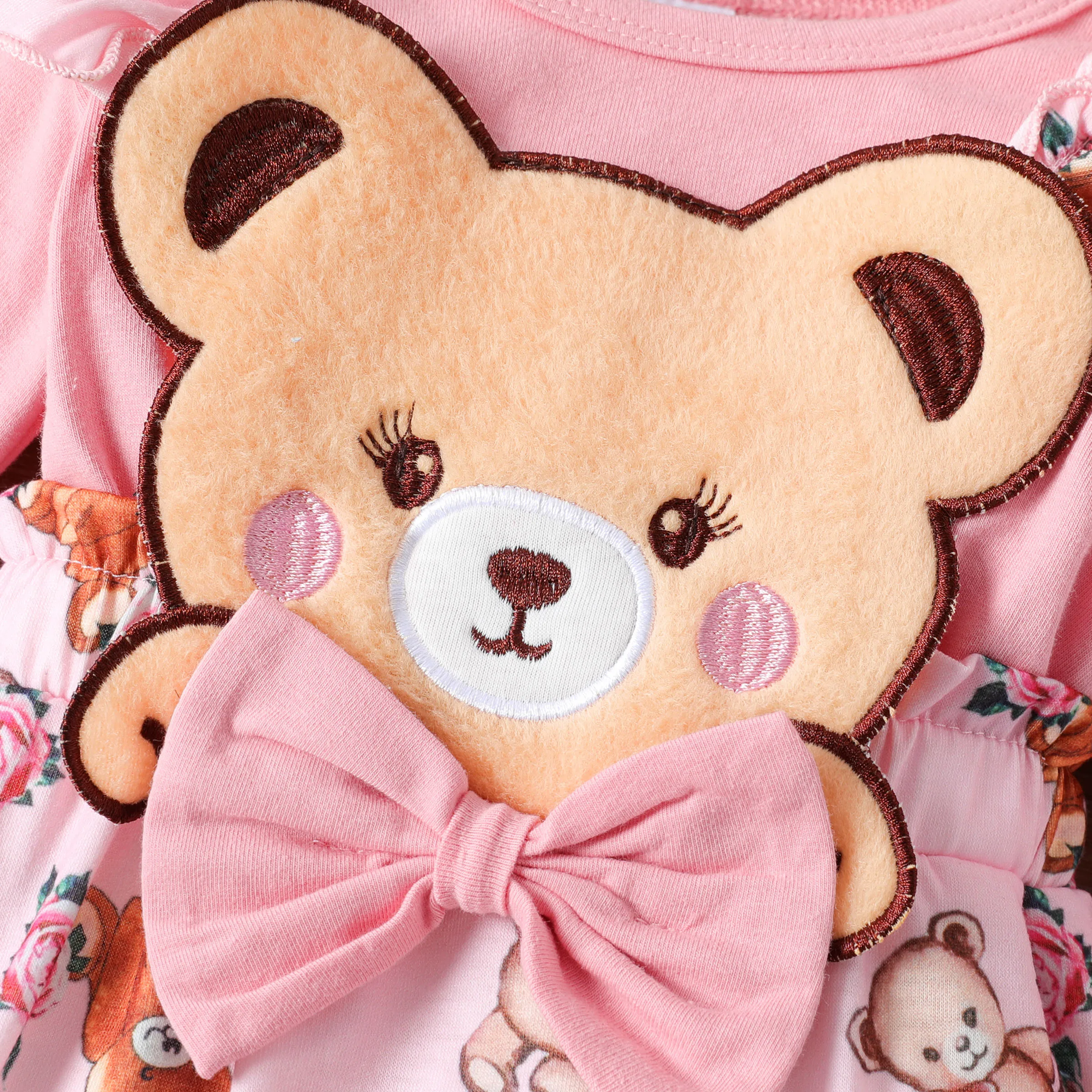 Baby-Overall im Bären-Stil mit besticktem Blumenmuster