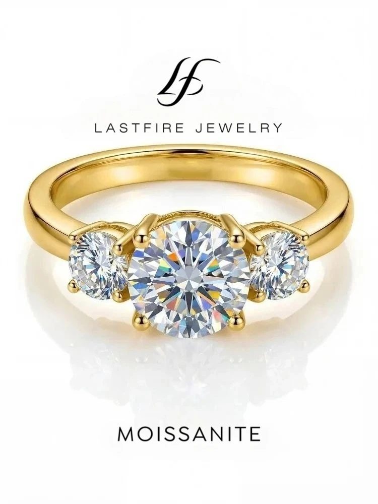 925 Sterling Silber Brillanter 1CT Glänzender Runder Moissanit-Diamantring für Damen Original Luxus Hochzeitsschmuck