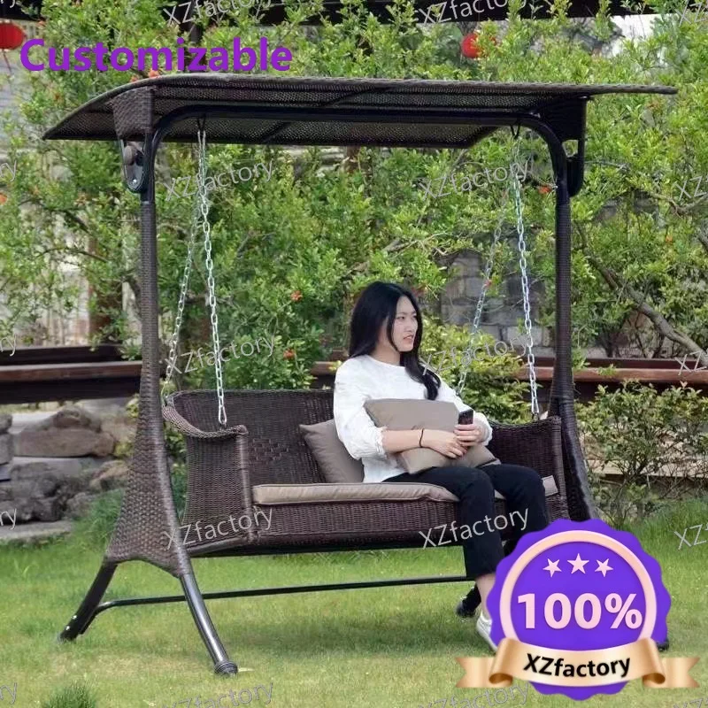 Factory Direct 2026 Top Rated Outdoor Wrought Iron Home Garden Swing Homestay Double Swing Hanging Chair
