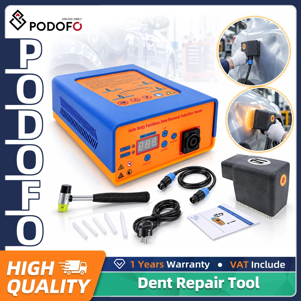 Podofo 1380W – narzędzie do naprawy wgnieceń w karoseriach samochodowych, wykorzystujące technologię indukcji, przeznaczone do naprawy wgnieceń w aluminiowych karoseriach, w zestawie z etui do