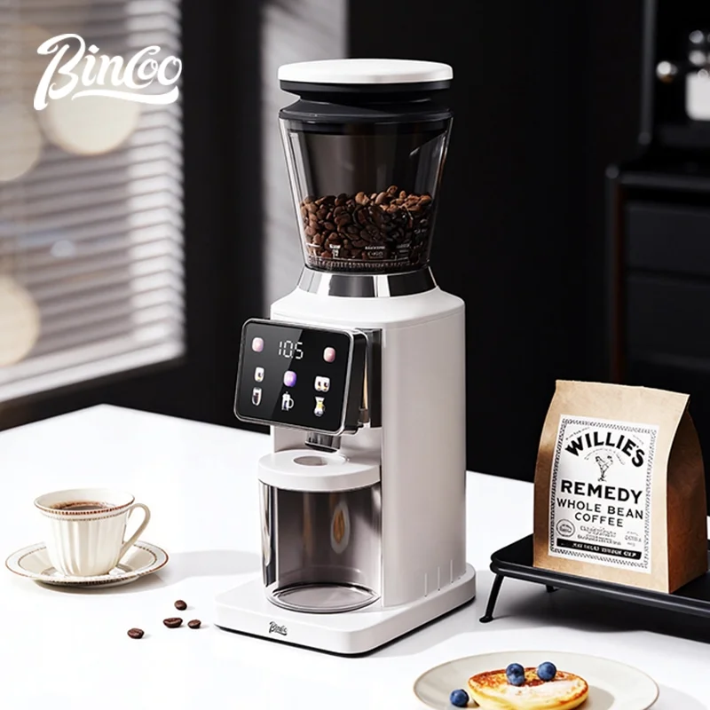 Coffee Bean Grinder Electric - BINCOO電動コーヒーグラインダー、48段階調整可能なグラインド設定、プロ仕様自動コーヒー豆グラインダー（エスプレッソ、プアオーバー、ホウ用）
