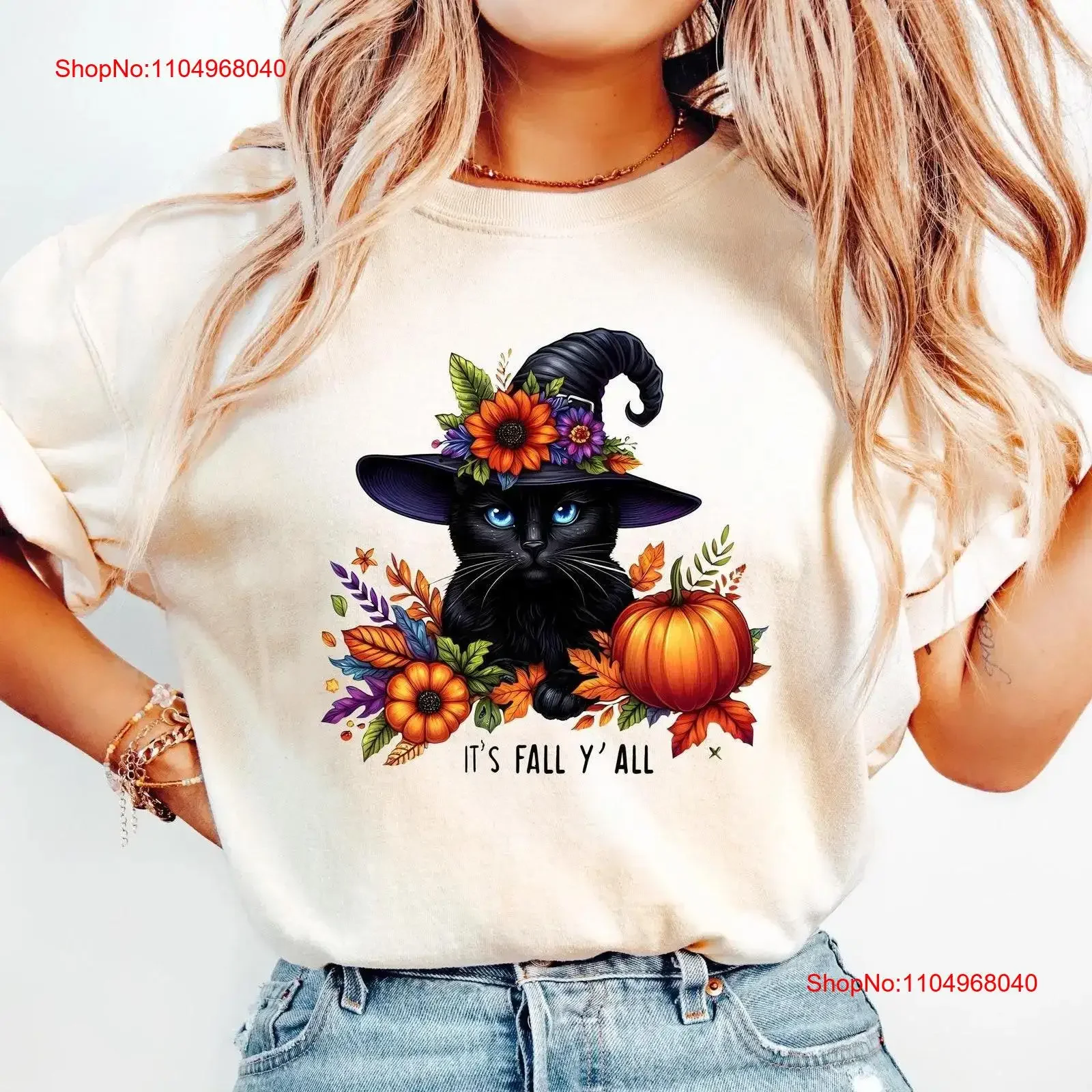 

Its Fall Yall Cat Halloween T Shirt Spooky Cute For Season Funny vintage Washed Versatile streetwear Breathable Unisex