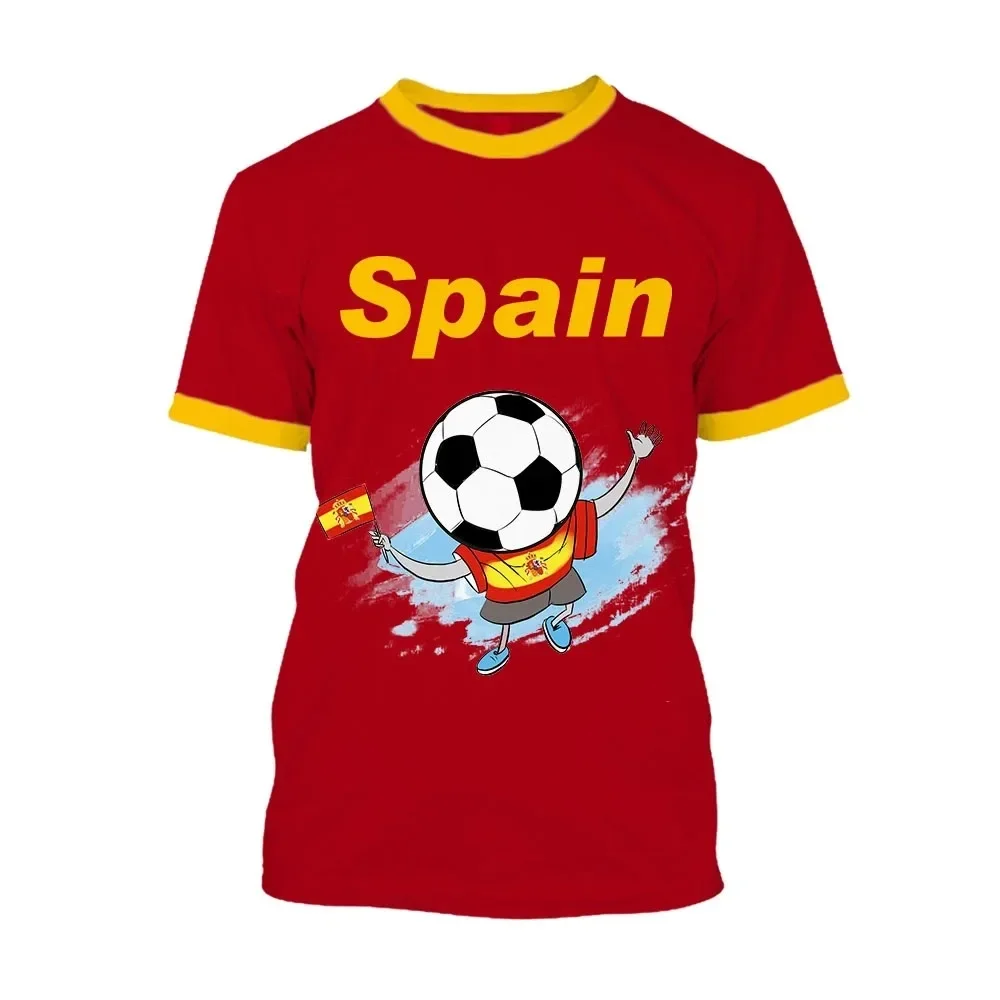 Jumeast 3D Spain Flag Graphic T-shirts Map Soccer Printed Football Jersey Men T Shirts Runging Aesthetic Youth Clothing T-shirty