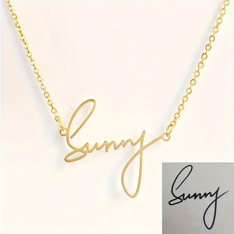 Custom Handwritten Hand-Painted Name Necklace Personalized Art Signature LOGO Stainless Steel Necklace Fashion Trend Jewelry