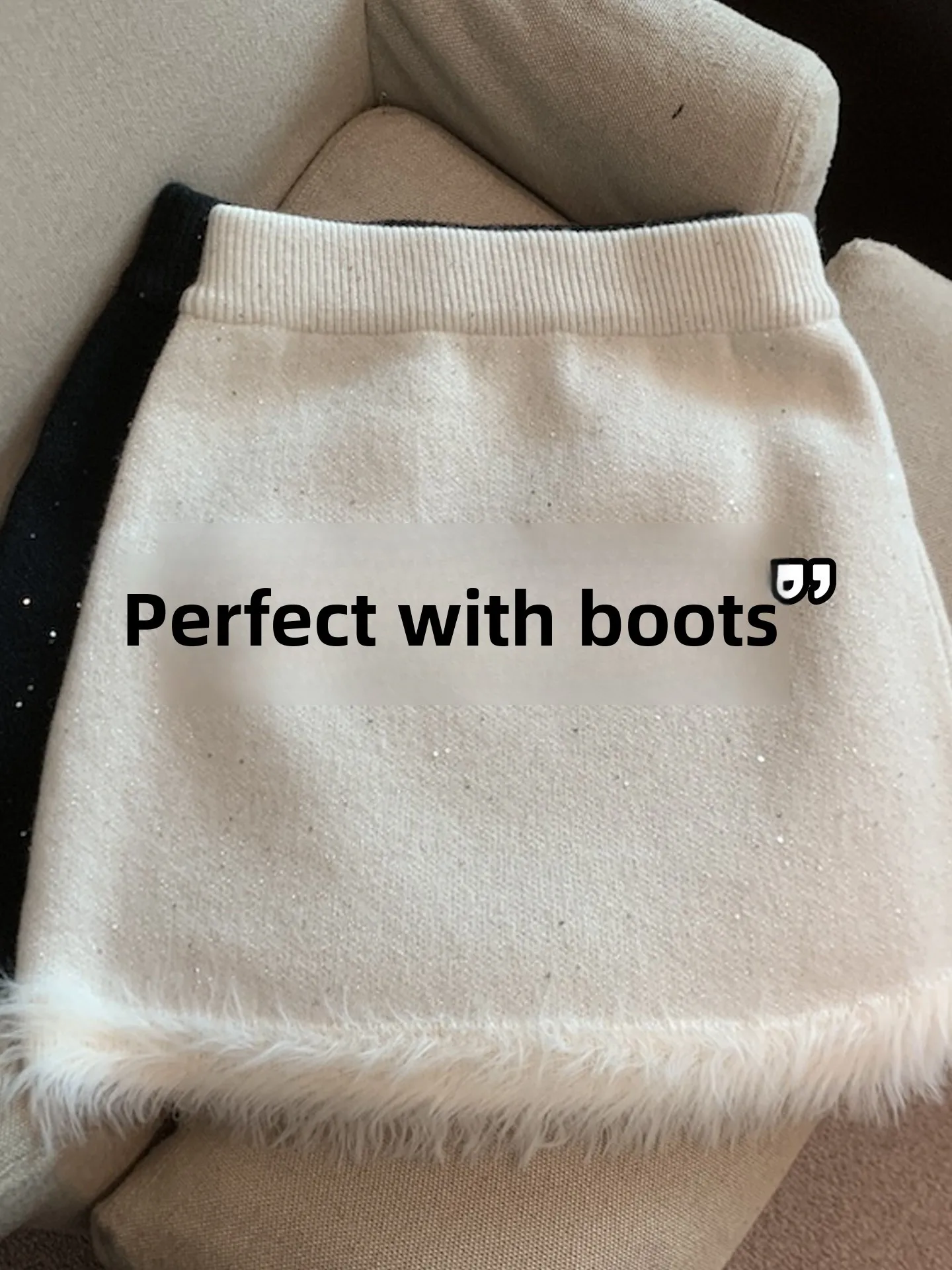 

Белая вязаная юбка А-силуэта для женщин, короткая, с пайетками, с высокой талией, осенне-зимняя, модная, для повседневной носки