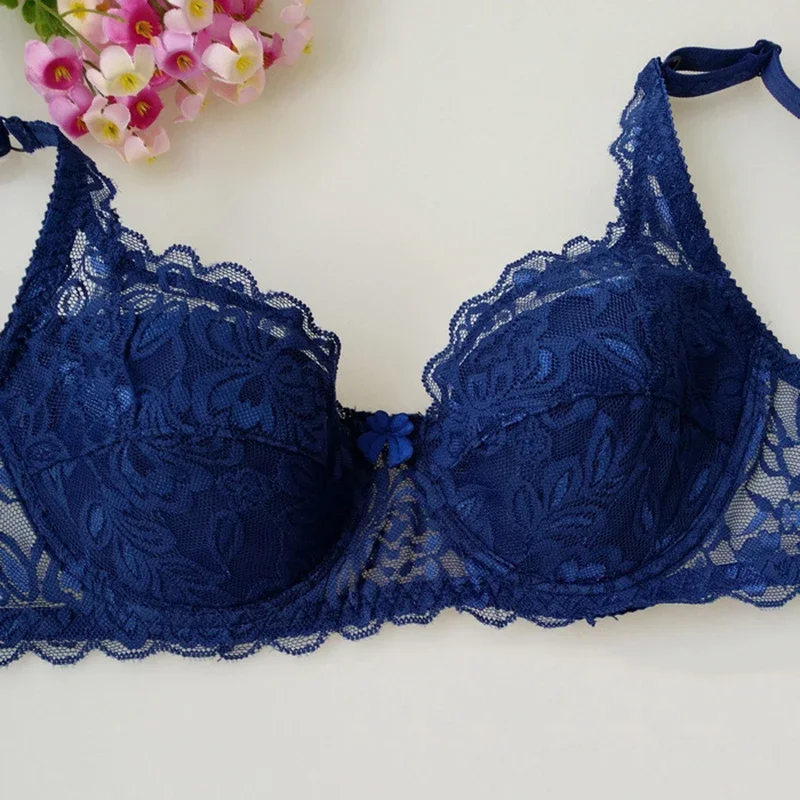 2024 New Sexy Women Lace Bras Unlined Full Cup Ultra Thin Thick Breathable Female Plus Size Lingerie Push Up Underwear