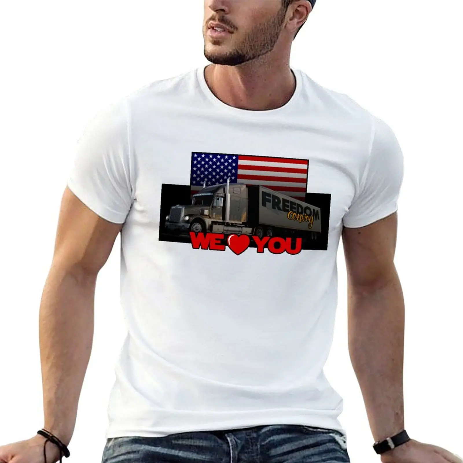 FREEDOM CONVOY - AMERICA - WE LOVE YOU T-Shirt graphic t shirts for man man t shirt heavy cotton man t shirt cotton T-shirt