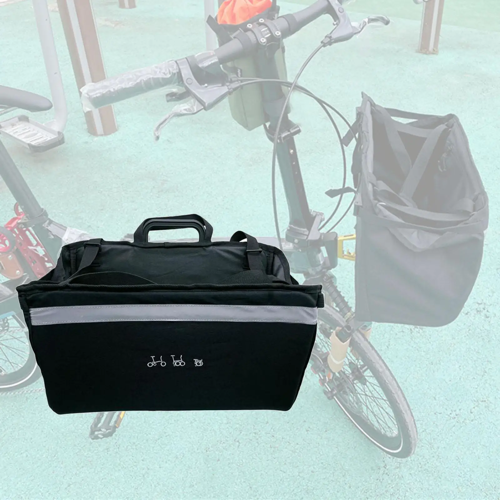 Bike Front Basket Bag, Bag with Rain Cover for Folding Bike Cycling Travel