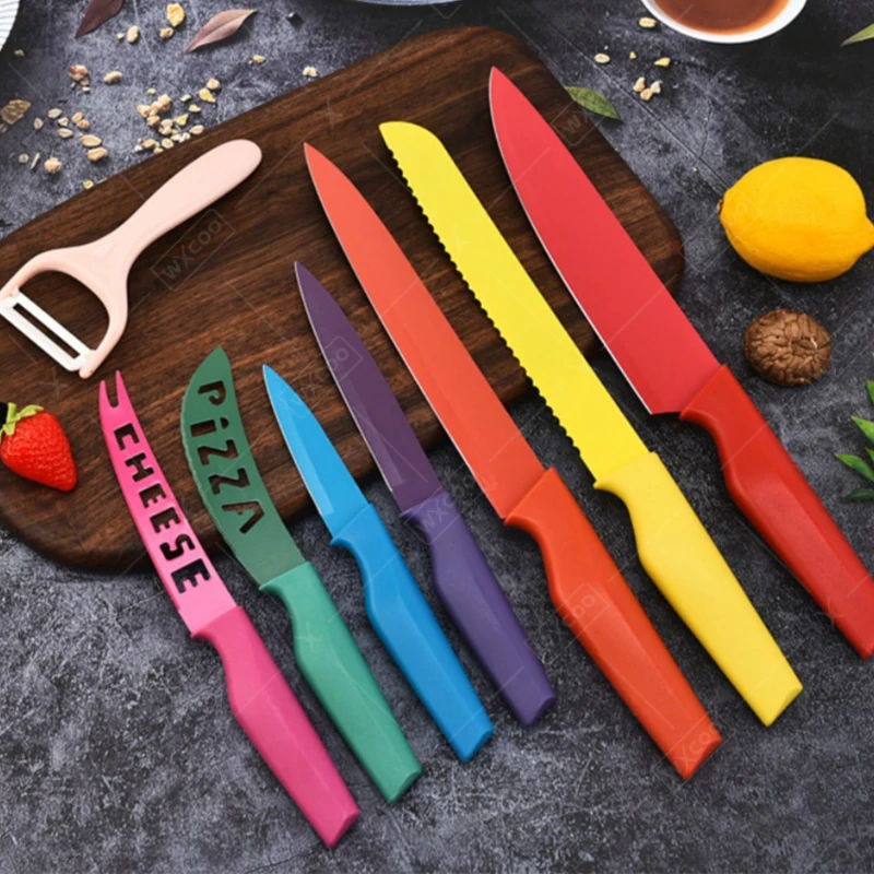 Professional Chef Knives Kitchen Knives Set Pizza Cheese Scissors Vegetables Fruit Peeler Bread Knife Cooking Tool with Box