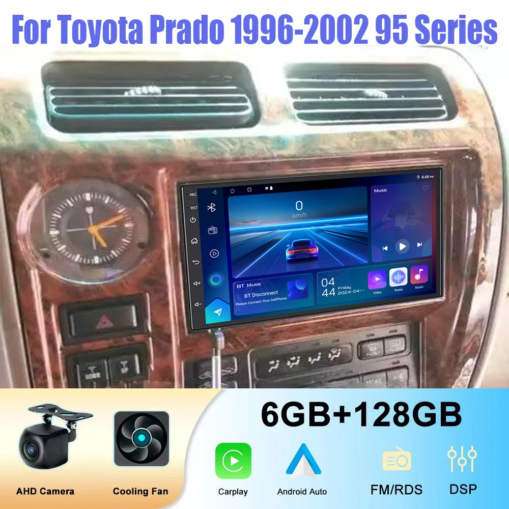 

7" 6+128GB For Toyota Prado 1996-2002 95 Series Car Stereo Radio Wireless Carplay Android Auto FM BT WIFI Head Unit