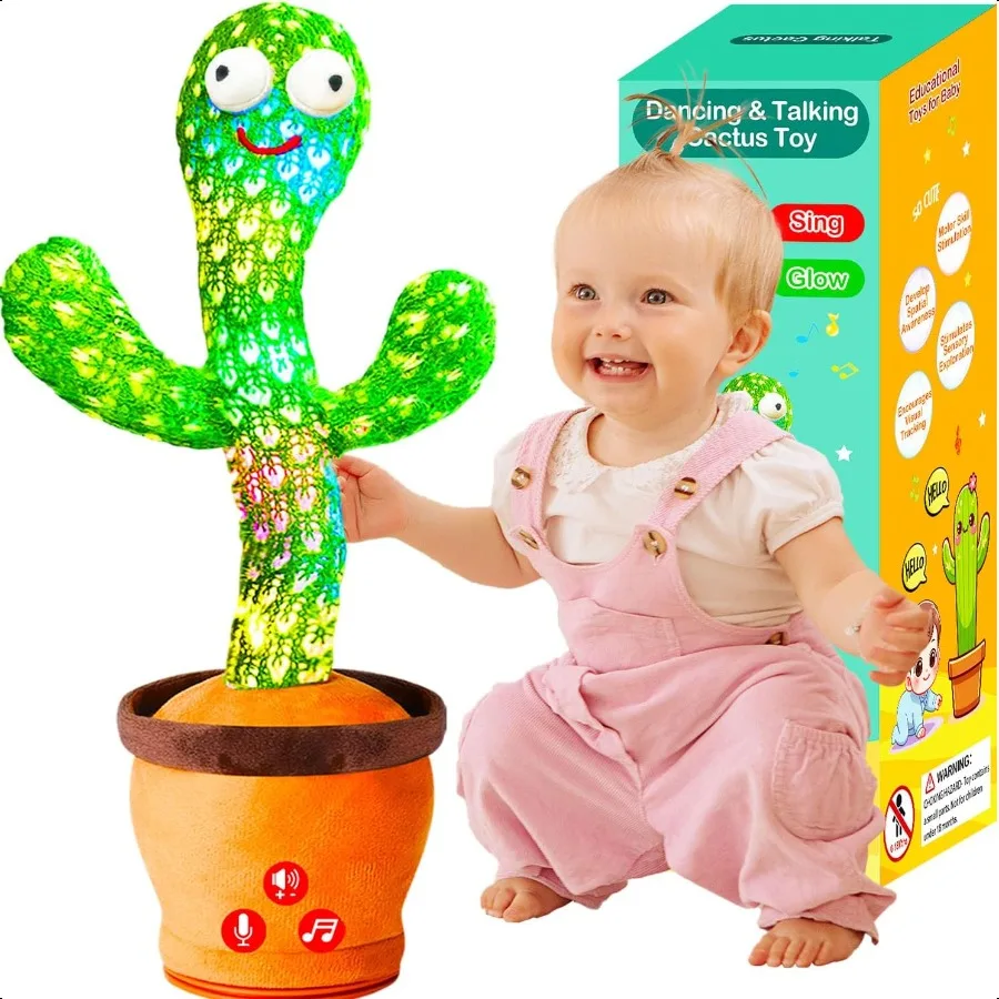 

Volume Adjustable Dancing Talking Cactus Toy for Baby Toddler Interactive Baby Toys Mimicking Singing Repeating Baby Toys for 6