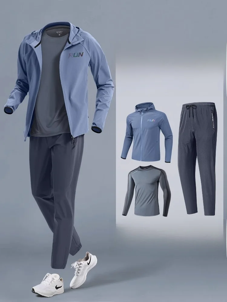 

Men's Running Fitn Clothes Qui Dry Casual Sports Outerwear Winter Training Equipment Long Sve Long Pants Youth