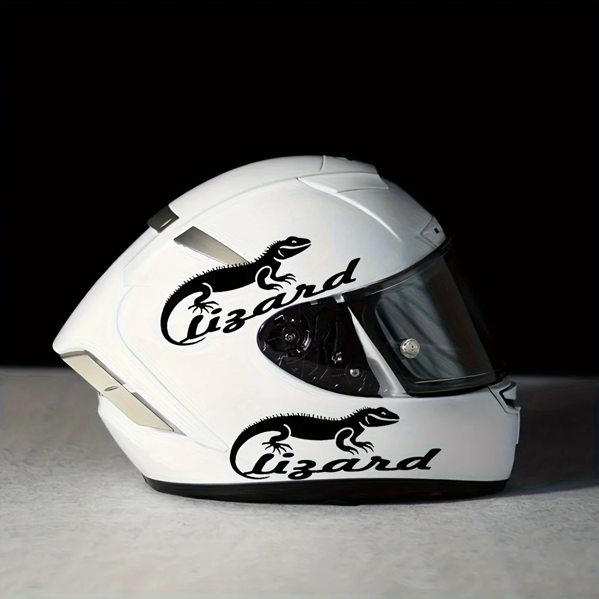 2Pcs/set 2D Flat Lizard Waterproof Stickers, Black Reptile Vinyl Decals for Motorcycle Helmet, Car Body and Window Decor