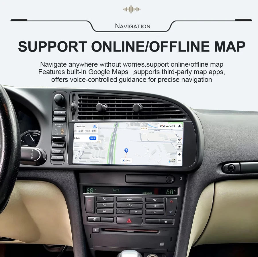 Android 15 BT GPS Bluetooth Screen Car Radio Stereo For SAAB 9-3 93 2003- 2006 Navi  DSP WIFI Head Unit AHD 4G Wireless CarPlay