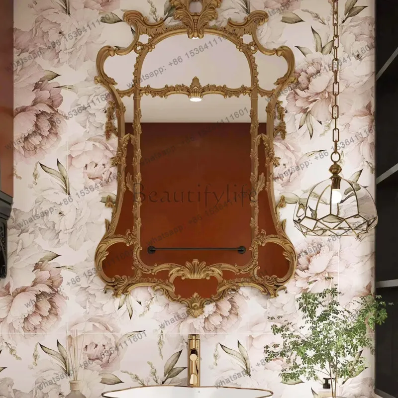 Neoclassical bathroom bathroom mirror French retro fireplace decorative mirror