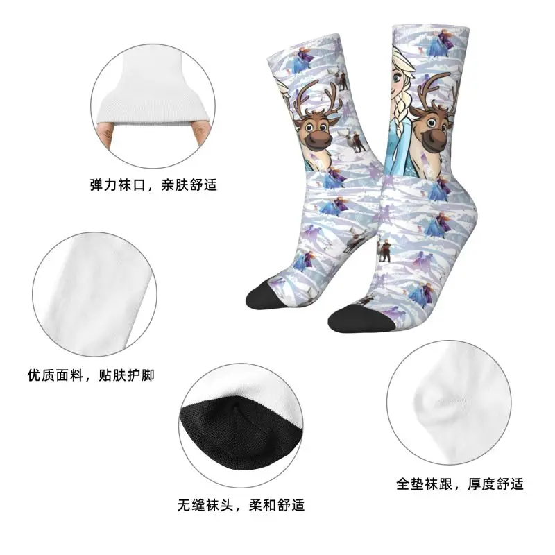 Custom Frozen Cartoon Men's Crew Socks Unisex Cute Spring Summer Autumn Winter Dress Socks