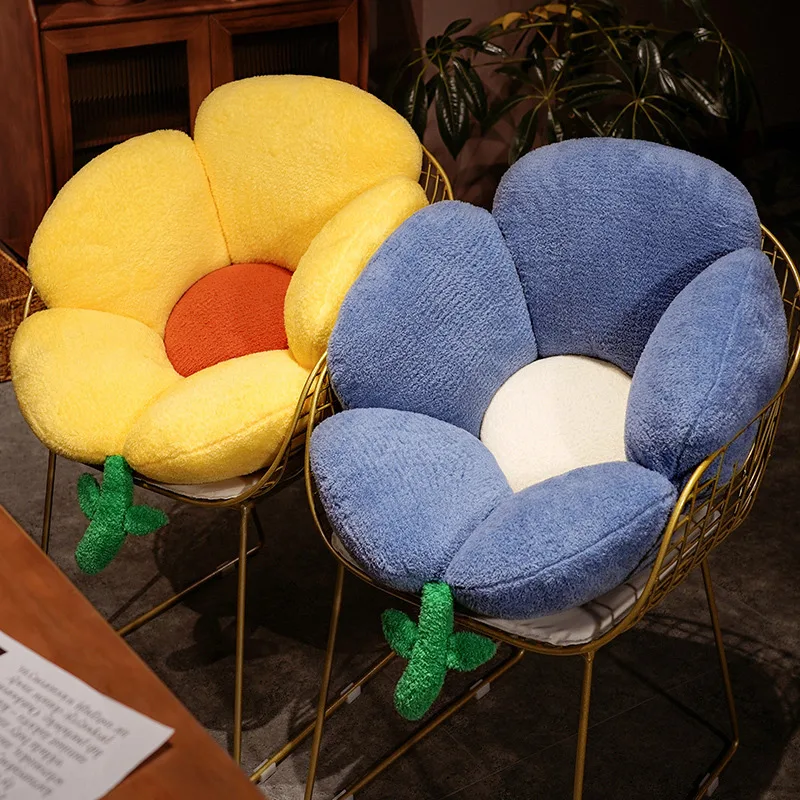 1pc 55/75CM Cute Flower Plush Pillows Stuffed Office Chair Lumbar Back Cushion Floor Mat Home Sofa Decoration for Girls Gift