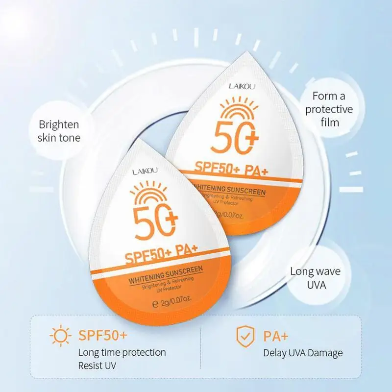 20/30/40/50/100pcs Mini Sunscreen Travel Size Waterproof Sweatproof SPF50+ Facial Sunscreens For Face Beach Sun Screen Protector
