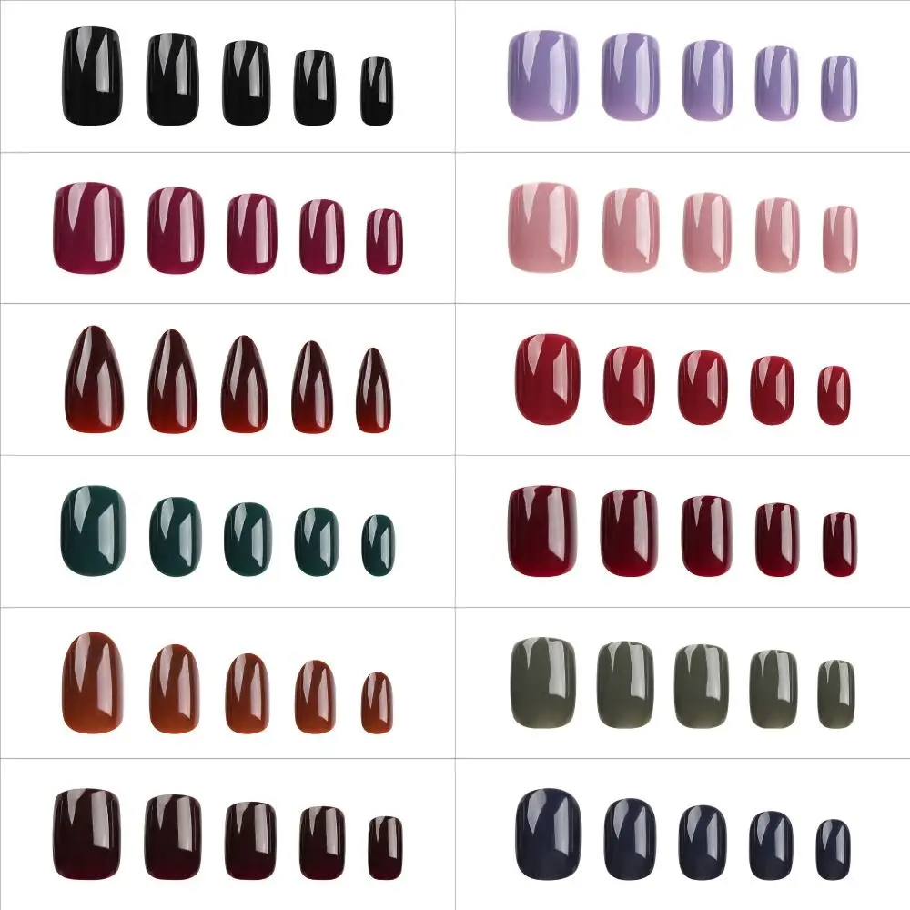 Manicure Unghie finte ovali lunghe Tinta unita Stampa francese sulle unghie Unghie finte semplici staccabili Fai da te