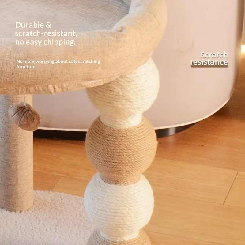 Luxury Sisal Cat Climbing Frame One Piece Tower House for Cats Wholesale Manufacturer Durable Scratch Post Pet Furniture Free