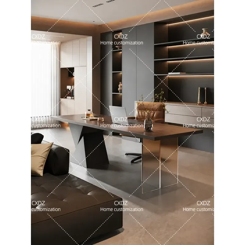 Ji Free Small Apartment Go to the Living Room Integrated Table Italian Minimalist Solid Wood Desk Reading Table Large Board