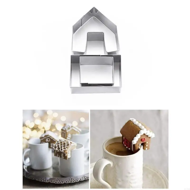 D7YB 3 PCS Cartoon Fondant Cake Mold Biscuit Press Baking Utensils Gingerbread House Durable Durable