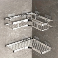 No Drill, Thickened Flat Bar Triangle Shelf, Waterproof Rectangle Storage Organizer for Bathroom and Kitchen