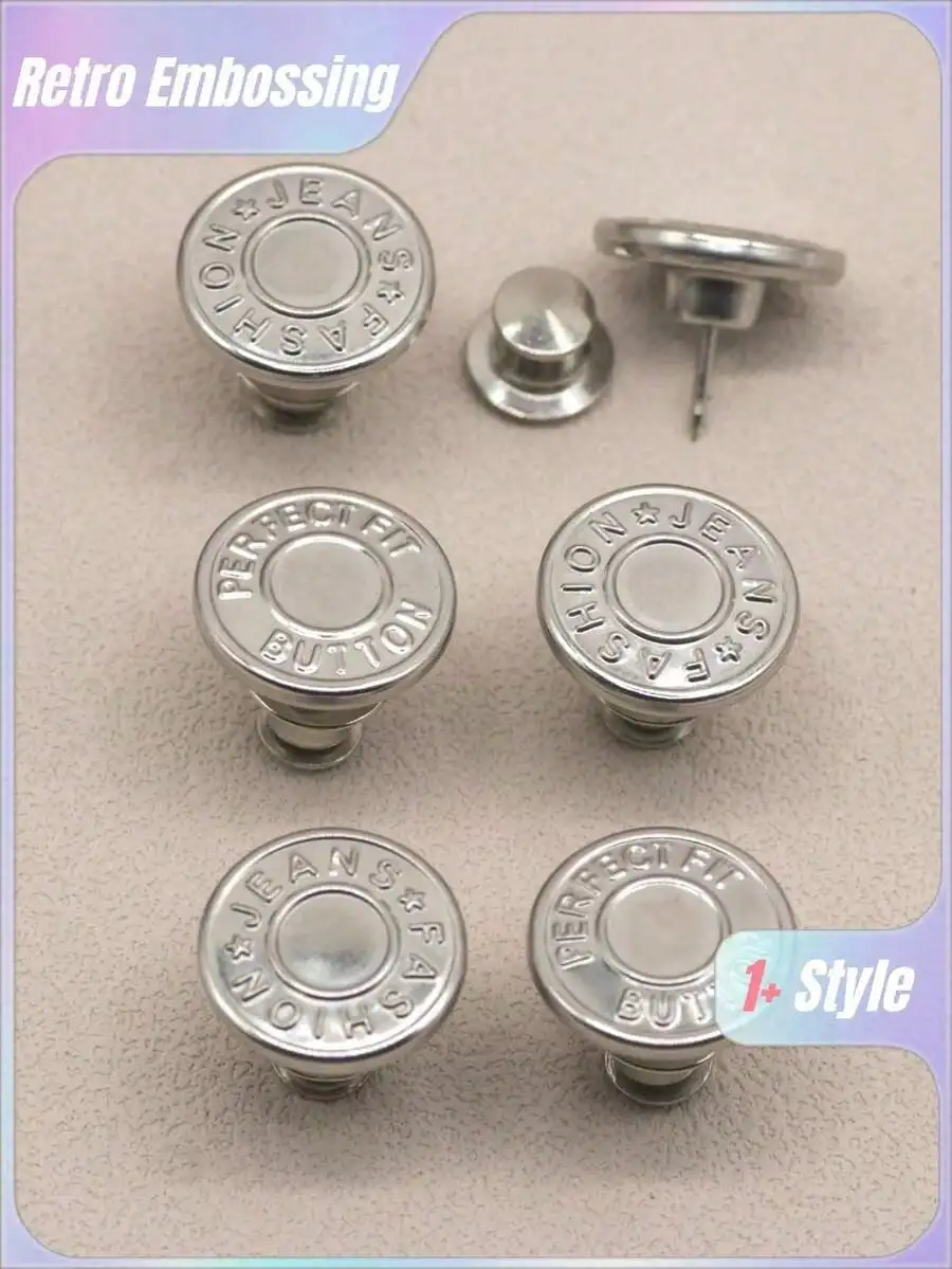 

Набор из 6 кнопок для джинсов 17 мм, без пришивания, для быстрой замены, инструмент для ремонта джинсов