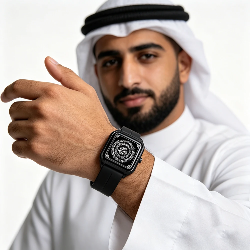 Men's Waterproof Luxury Quartz Watch with Stainless Steel Alloy Square Dial Silicone Strap Light Business Wristwatch reloj