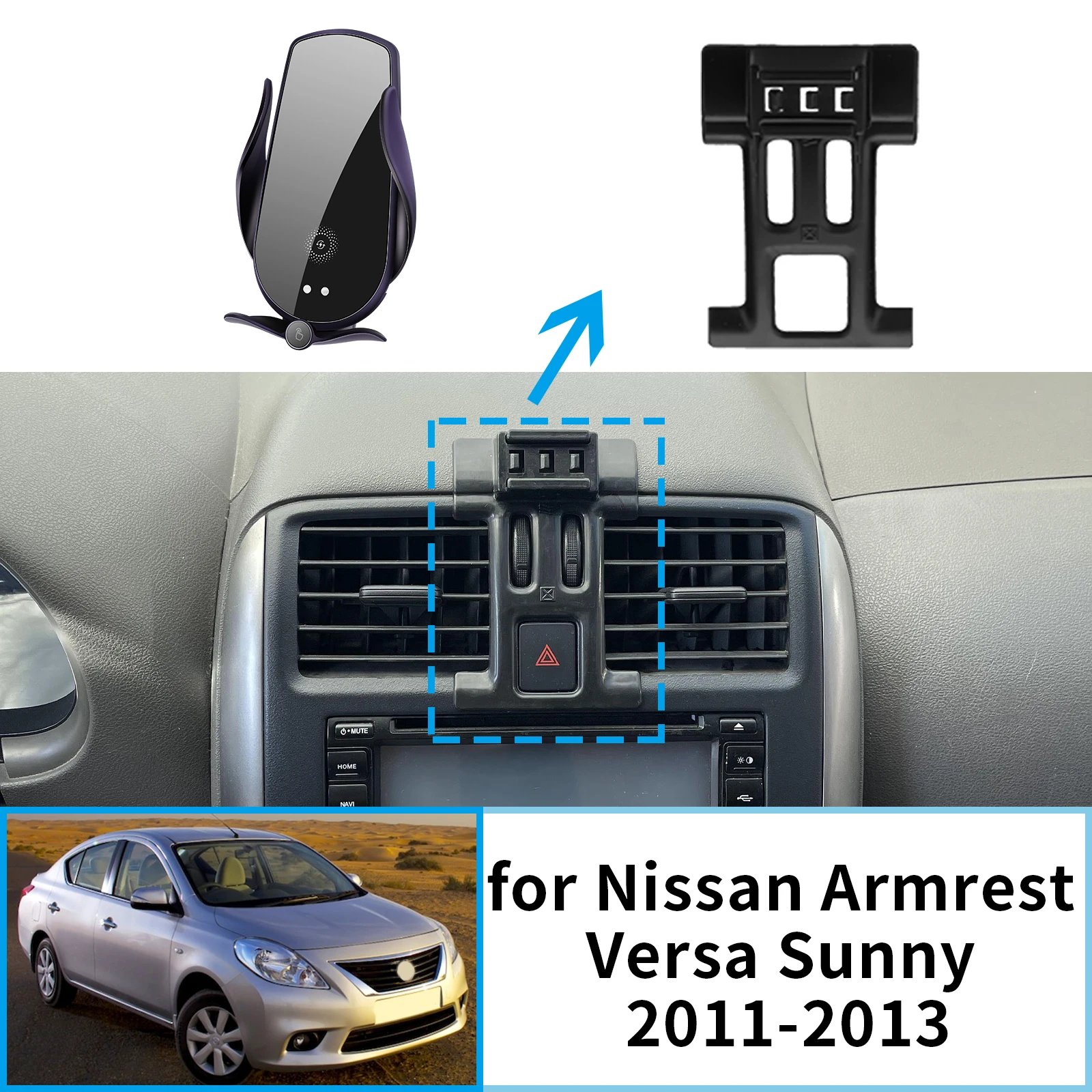 

Car Mobile Phone Holder for Nissan Armrest Versa Sunny N17 2011 2012 2013 GPS Bracket Navigation Stand Auto Accessories