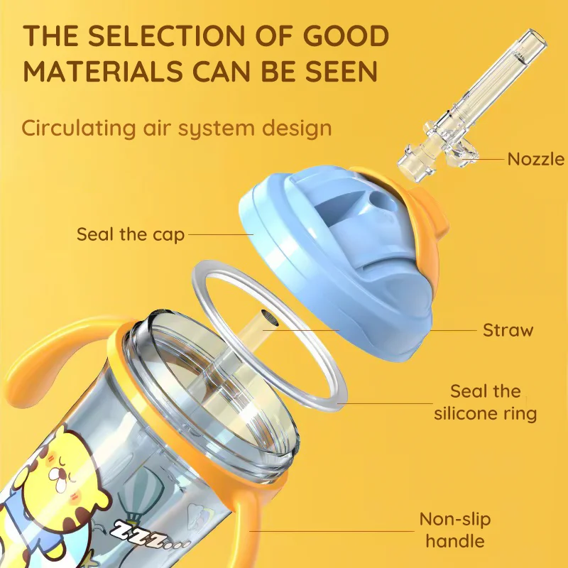 300ml lightweight and drop-resistant straw cup with handle, summer student drop-proof and anti-scald cup Drinking Mug
