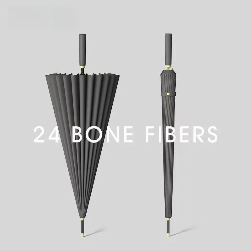 

Зонт с 24-костной длинной ручкой, увеличенный утолщенный солнечный дождливый зонт двойного назначения, очень большой черный солнцезащитный автоматический зонт