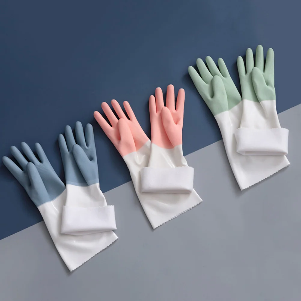 

2Pairs Heavy Duty Dishwashing Gloves with Fleece Lining for Laundry Gardening Bowl Cleaning Winter Household Tasks Useful