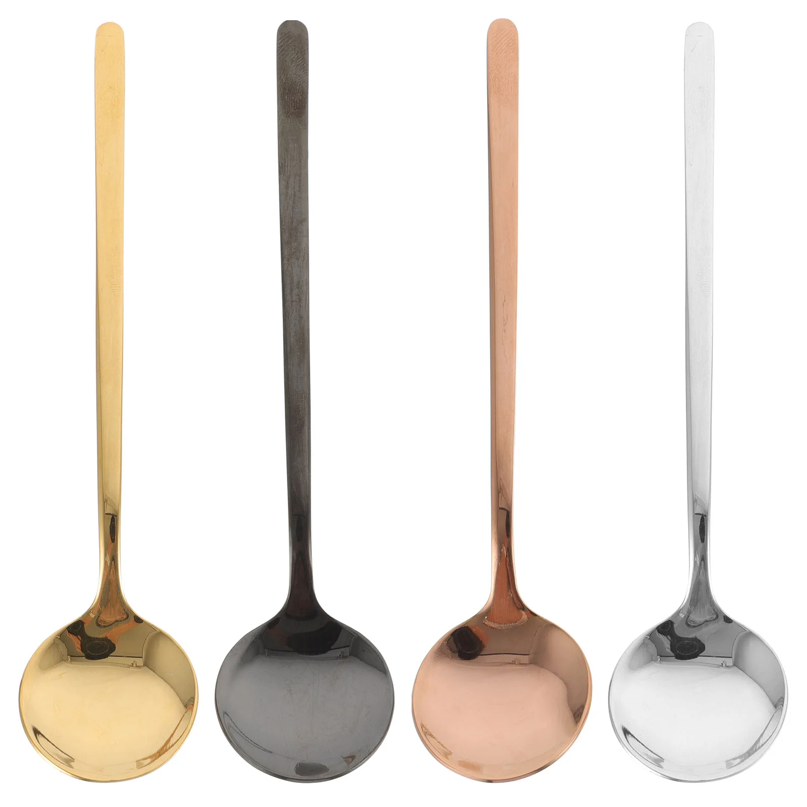

4 Pcs Stainless Steel Small Round Spoon Coffee Spoons Holder Basting Demitasse Mini Serving Utensils Tea Tableware Child