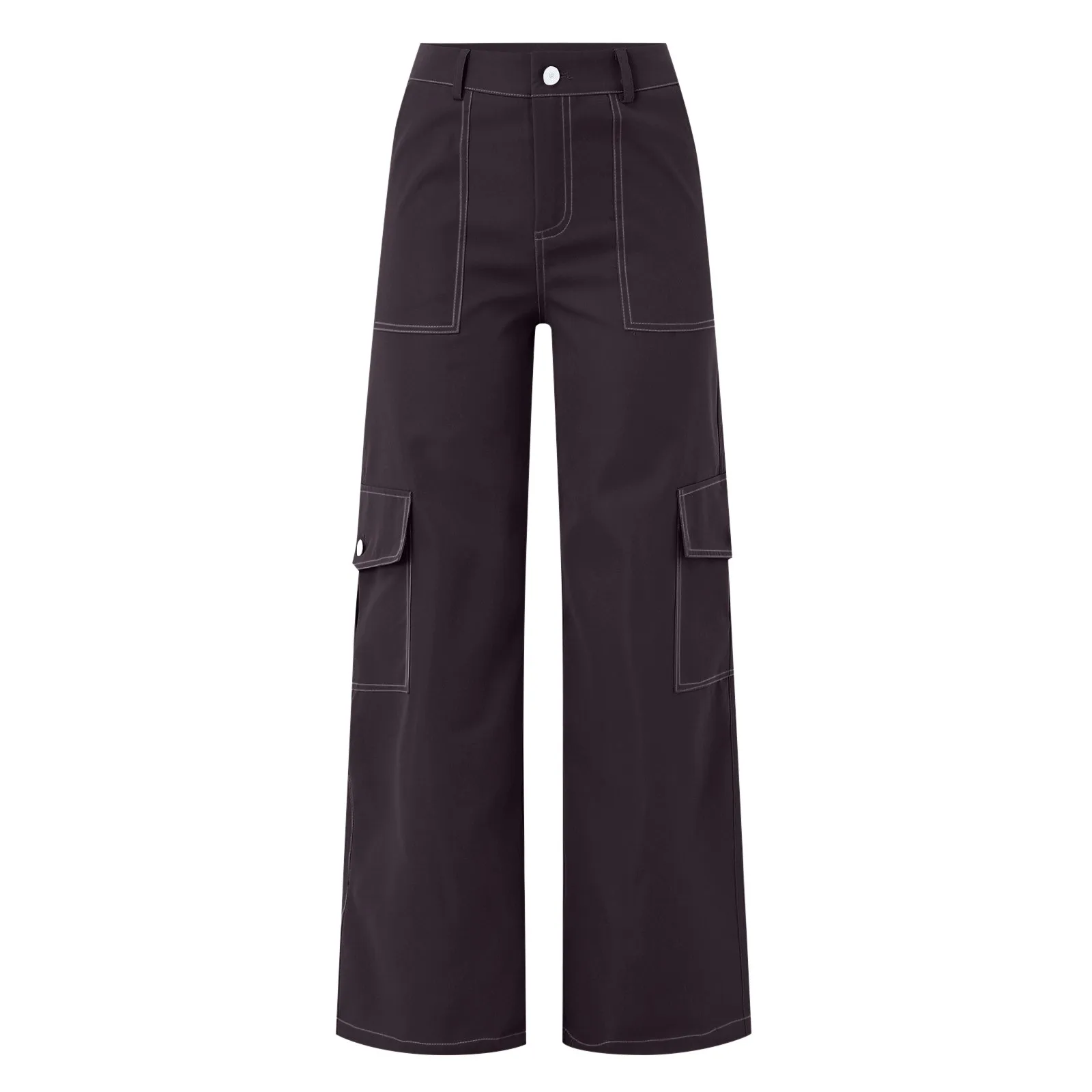 Pantalon cargo taille haute pour femme, conception de fil ouvert, multi-poches, fjadt Fit Fashion, pantalon de travail décontracté, jambe droite