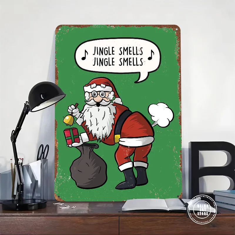 Funny Santa Claus Poster Customized Vintage Metal Signs Wall Art Retro Tin Plaque for Home Decor Living Room Bedroom Decorations
