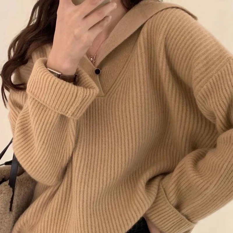 Knit Tops for Woman Green Winter Button Pink Pullover Women's Sweater Autumn 2024 in Promotion Trend Thermal Blouse 90s Vintage